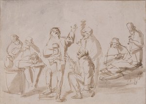 Talonpojat tavernassa, n. 1662 (kynä ja muste pesulla paperille)
