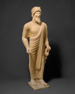 Kalkkikivipatsas parrakkaasta miehestä uhreilla, noin 475-450 eKr. (kalkkikivi) tekijältä Phoenician Phoenician