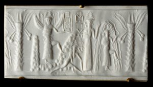 Foinikialainen sivilisaatio: veden jumala sanoo sinetin "" Kevään syntymä"". 2200 eaa. Tellosta. Pariisin Louvre-museo