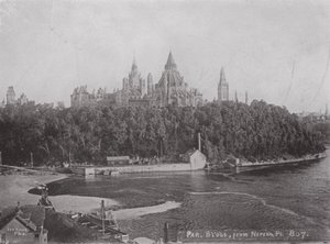 Parlamenttirakennukset, Ottawa, Nepean Pointista (m/w kuva) tekijältä Photographer Canadian