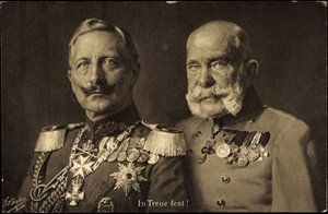 Ak Preussin keisari Wilhelm II ja Itävallan keisari Franz Josef I, uskollisuus (s/w-kuva) tekijältä Photographer German