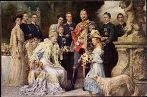Taiteilija Ak Keisari Vilhelm II, Auguste Viktoria, Viktoria Luise, Greyhound, Preussi (s/w valokuva) tekijältä Photographer German