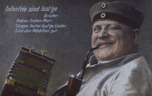 Saksalainen sotilas polttaa piippua (värillinen kuva) tekijältä Photographer German