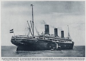 Imperator, valtamerialus, joka rakennettiin saksalaiselle Hamburg America Line -linjalle vuonna 1913, jota liittolaiset käyttivät amerikkalaisten joukkojen kuljettamiseen takaisin Yhdysvaltoihin ensimmäisen maailmansodan jälkeen (m/v kuva) tekijältä Photographer German