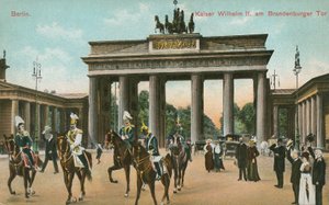 Saksan keisari Wilhelm II Brandenburgin portilla, Berliinissä (värikuva) tekijältä Photographer German