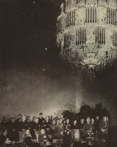 Japanin, natsi-Saksan ja fasistisen Italian akselin muodostavan kolmikantasopimuksen allekirjoittaminen valtakunnan kansliassa, Berliini, toinen maailmansota, 27. syyskuuta 1940 (m/v kuva) tekijältä Photographer German