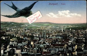 Stuttgart, näkymä kaupunkiin ja pääskynen tekijältä Photographer German
