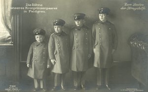 Saksan kruununprinssi Wilhelmin pojat sotilaspuvussa (m/v kuva) tekijältä Photographer German
