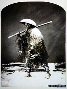 Japanilainen portteri talvivaatteissaan, n.1900 (värillinen kuva)