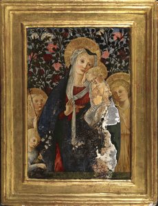 Neitsyt ja lapsi vauvan kanssa Pyhän Johanneksen, Pyhän Elisabetin ja lapsen kanssa liljamaljakko, 1450-59