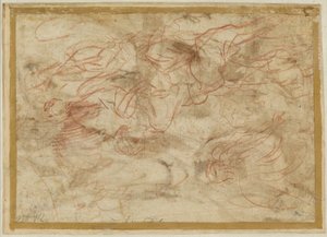 Enkeli ilmestyy Hagarille erämaassa, noin 1660 (punaliitu paperille). tekijältä Pier Francesco Mola