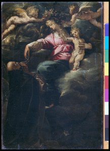Rukouskirkon madonna Kristuslapsen, Pyhän Dominicin ja kahden enkelin kanssa, n. 1617 (öljy kankaalle)