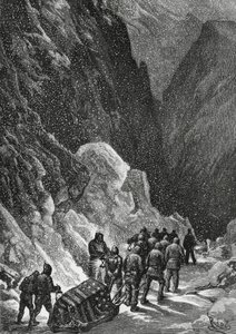 Kapteeni Charles Francis Hallin (1821-1871), amerikkalaisen tutkimusmatkailijan hautaaminen, Grönlanti, marraskuu 1871, Polaris-retkikunta tekijältä Blaise Nicolas Le Sueur