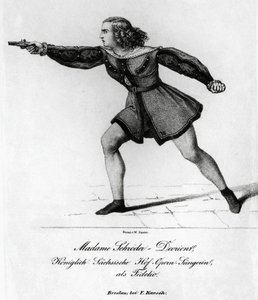 Muotokuva Wilhelmine Schroder-Devrientistä (1804-1860), saksalainen sopraano, Leonoran roolissa elokuvassa Fidelio tai aviollinen rakkaus, Ludwig van Beethoven (1770-1827), kaiverrus tekijältä Blaise Nicolas Le Sueur