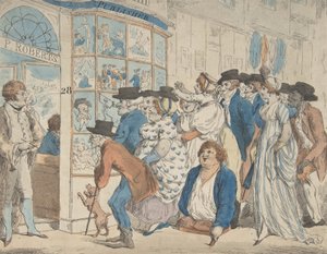 Piercy Robertsin karikatyyrikauppa, 28 Middle Row, Holborn, 1801.