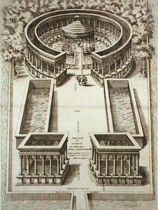 Varron lintupuisto, J. Laurusin teoksesta "Roma Verus et Nuova", julkaistu 1614 (kaiverrus) tekijältä Piero (after) Ligorio