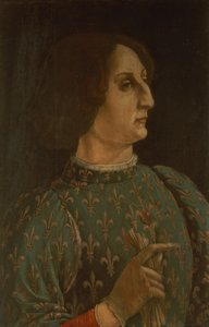 Galeazzo Mario Sforzan (1444-76) muotokuva n. 1471 (tempera taulussa) (katso myös 168788) tekijältä Piero del Pollaiolo