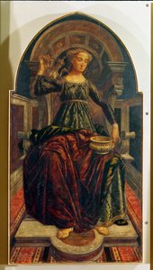 Temperance, sarjasta paneelit, jotka kuvaavat hyveitä, jotka on suunniteltu Kauppiaiden kiltasalin valtuustokammioon, 1469 (tempera paneelissa)