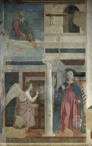 Ilmoitus - Fresko, n. 1455 tekijältä Piero della Francesca