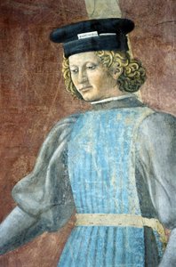 Yksityiskohta todellisen ristin legendasta, joka esittää juutalaisen kidutuksen, kirjoittanut Piero della Francesca tekijältä Piero della Francesca
