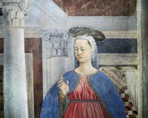 Yksityiskohta Piero della Francescan legendasta todellisesta rististä, joka esittää Ilmoituksen tekijältä Piero della Francesca
