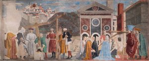 Kolmen ristin löytäminen ja ristin todentaminen, teoksesta Tarinoita todellisesta rististä (fresko). tekijältä Piero della Francesca