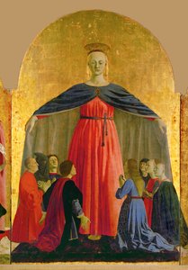 Pyhä Maria "della Misericordia", "Confratelli della Misericordia" -järjestöä varten maalatun poliptyykin keskimmäinen osa. tekijältä Piero della Francesca