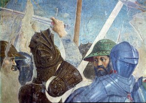 Legend of the True Cross, Herakleiosin ja Chosroesin taistelu, yksityiskohta sotilaista, valmistunut 1464 fresko.
