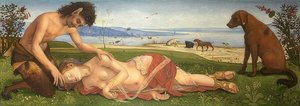 Satyyri suree nymfiä. Noin 1495 tekijältä Piero di Cosimo