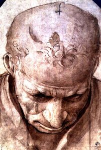 Vanhuksen pää (kynä, ruskea muste ja pesu) tekijältä Piero di Cosimo