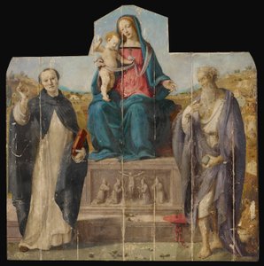 Neitsyt ja lapsi pyhien Vincent Ferrerin ja Jeromen kanssa tekijältä Piero di Cosimo