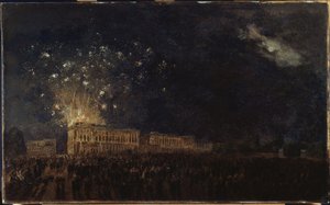 Normandian herttuan syntymän ilotulitus, noin 1782 (öljy kankaalle ja puulle).