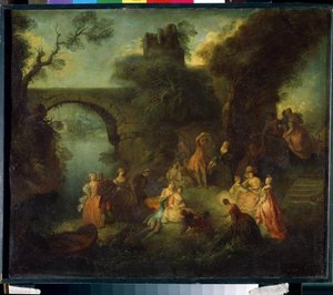 Tanssi lähellä jokea (Dance at the river). Pierre-Antoine Quillardin maalaus (Pierre Antoine Quillard