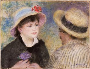 Pariskunta veneessä (heidän sanotaan olevan Aline Charigot ja Renoir)