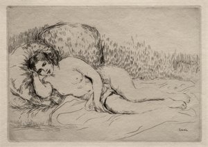 Alaston nainen makuuasennossa tekijältä Pierre-Auguste Renoir