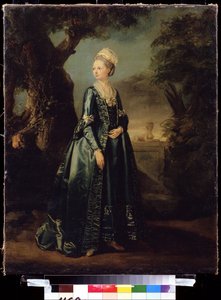 "Muotokuva naisesta puutarhassa tai muotokuva suurruhtinatar Nataliasta" (Natalia puutarhassa (suurherttuatar Natalian muotokuva) Suurherttuatar Natalia Aleksejevnan (tai Aleksejevnan) (1755-1776) muotokuva (Wilhelmina Louisa Hessen-Darmstadt () Hessen)