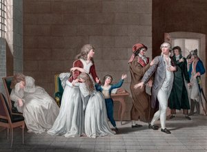 Ranskan kuninkaan Ludvig XVI:n (1754-1793) erottaminen perheestään. Pariisin temppelivankilassa tammikuun 20 tekijältä Pierre (after) Bouillon