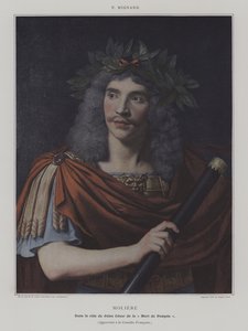 Moliere ja Jules Cesar de la "Mort de Pompee" (Moliere Julius Caesarin roolissa Pompeyn kuolemassa) (värikuva) tekijältä Pierre (after) Mignard