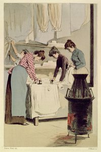 Pesuvaatteet, Octave Uzannen "La Femme a Paris", kaiverrus F. Masse tekijältä Pierre (after) Vidal