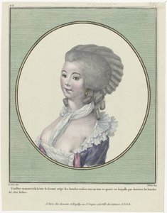 Gallerie des Modes et Costumes Français, 1781, oo 221: Leeviläisen mukaan nimetty koeffure (...)