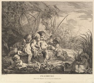 Lapset Kalastus, n. 1738. tekijältä Pierre Alexandre Aveline