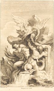 Kaksi Tritonia ja Joutsen, vuonna 1736 tai sen jälkeen. tekijältä Pierre Alexandre Aveline