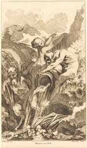 Satyr, nymfi ja jokijumala tekijältä Pierre Alexandre Aveline after François Boucher