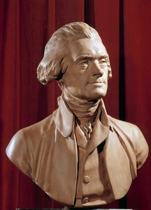 Thomas Jeffersonin (1742-1826) rintakuva Yhdysvaltain presidentin Pierre Alexandre Willen (1748-1821) veistos 1700-luvun Blerancourt. Musee Franco amerikkalainen