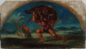 Luonnos Salon de la Paix -tapahtumaan Hôtel de Ville -hotellissa Pariisissa: Hercules ja Erymanthem-karju, Delacroix
