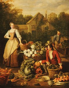 Piika ostamassa vihanneksia, 1727