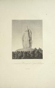 Organos-vuoren huippukokous, Actopan, kaiverrettu Bouquet, kuvitus Alexander von Humboldtin ja Aime Bonplandin teoksesta "Näkymät Cordilleraille ja Amerikan alkuperäiskansojen monumenteille" tekijältä Pierre Antoine (after) Marchais