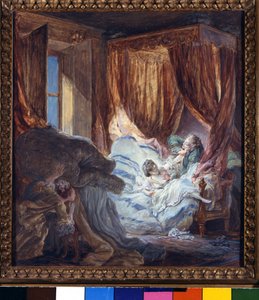 Morsian uteliaita. Pierre Antoine Baudouinin (1723-1769) maalaus. Pariisi, Koristetaiteen museo