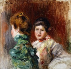 Luonnos kahden naisen päästä; Esquisse, Deux Tetes de Femmes, 1895 tekijältä Pierre Auguste Renoir