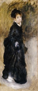 Nuori nainen, täyspitkä, hame ylhäällä, 1877 tekijältä Pierre Auguste Renoir